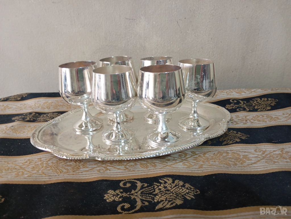 Посребрен сервиз за алкохол, снимка 1