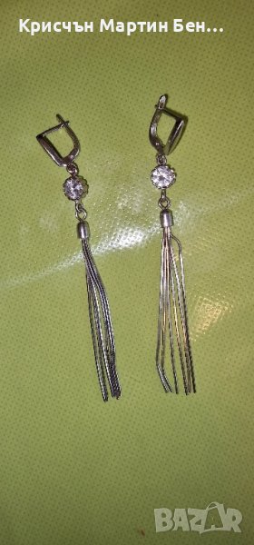 Сребърни висящи обеци проба 925, снимка 1