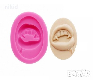 Уста с Вампирски Зъби Хелоуин силиконов молд декорация украса фондан торта мъфини и др, снимка 1