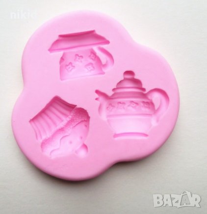 Мъфин кексче чайник чаша силиконов молд форма фондан шоколад смола гипс украса декор , снимка 1