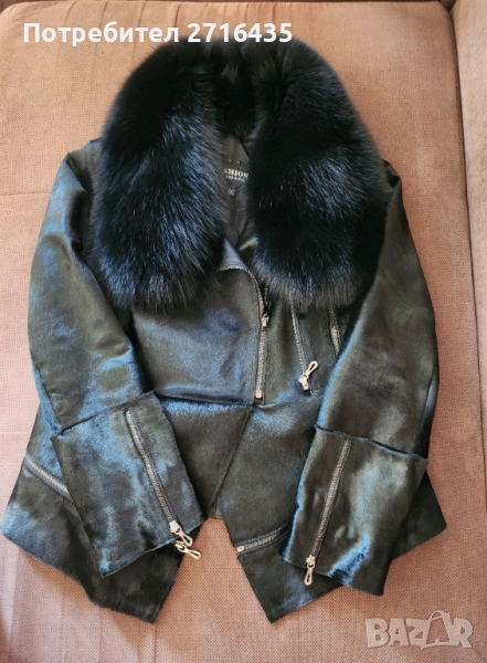 Дамско палто-яке , от естествен косъм на  пони и лисица., снимка 1