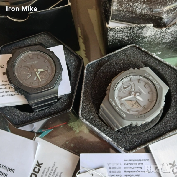 Casio GA-2110ET-8AER сив и Casio GA-2100-1A1ER черен Casio Oak с кутии и документи, снимка 1