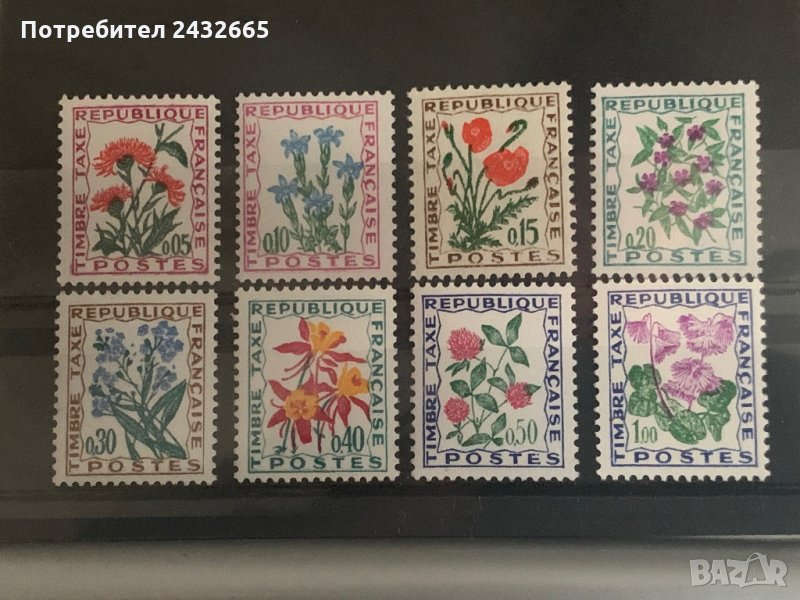 308. Франция 1964 /65/71 = YT95-102: “ Флора. Цветя.”-  таксови марки,**,MNH , снимка 1