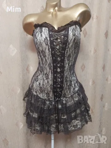 M/L Секси дамска винтидж дантелена корсетна рокля, снимка 2 - Рокли - 50380700