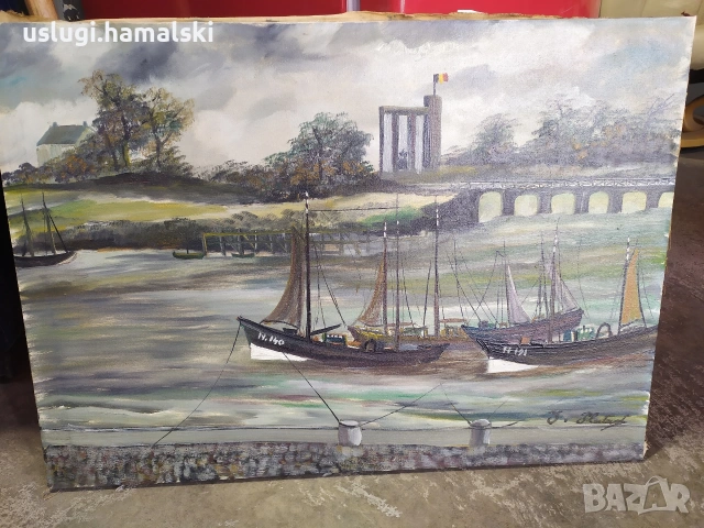 Стара картина платно/масло, снимка 2 - Антикварни и старинни предмети - 54050024