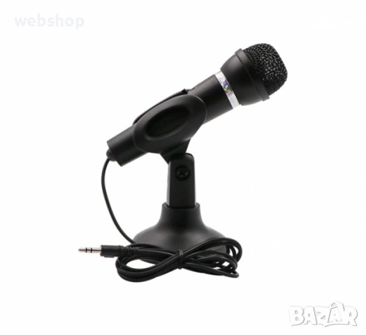 Настолен микрофон със стойка за компютър, лаптоп 3,5mm JACK 2m, снимка 1 - Микрофони - 38558230