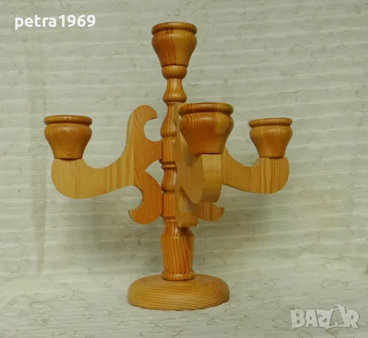 Разкошен голям дървен свещник, снимка 2 - Други - 49589665