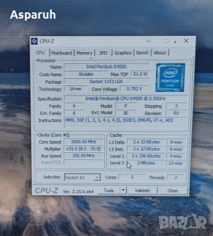 intel pentium G4500 3.5Ghz., снимка 2 - Процесори - 53878090