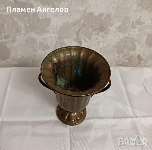 Стилна антикварна ваза от месинг /бронз 12см , снимка 4 - Антикварни и старинни предмети - 53991790