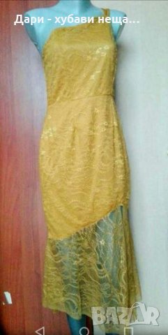 Дантелена рокля, цвят горчица🍀👗M р-р🍀👗арт.3059, снимка 2 - Рокли - 33931727