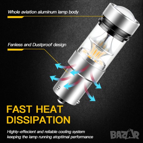 LED Крушка за дневни светлини, за кола, автомобил, ЛЕД Крушки, 1156, без грешки, дневна светлина, снимка 6 - Аксесоари и консумативи - 40063284