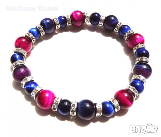 Ново! Гривна с естествени камъни - Тигрово око, снимка 3 - Гривни - 32812060