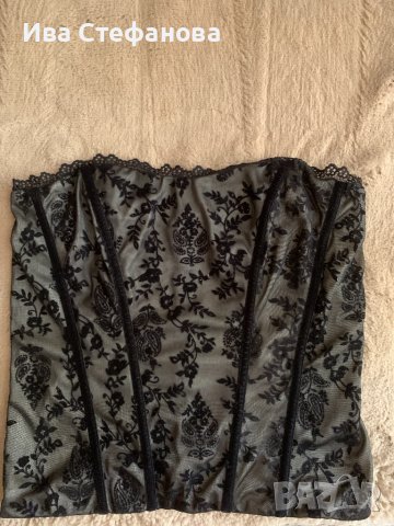 Страхотен черен корсет NEXT   тюл дантела с подплата флорален десен с дискретен брокат , снимка 3 - Корсети, бюстиета, топове - 36998557