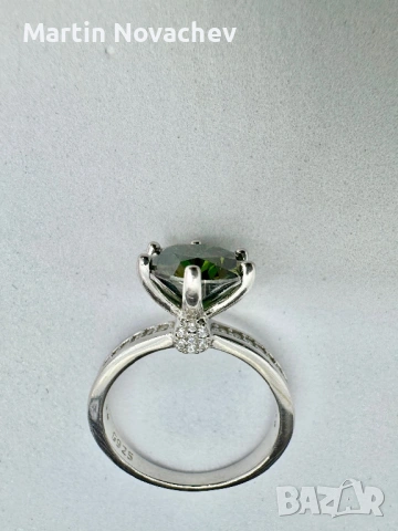 Сребърен пръстен с мойсанит (Диамант) 3 карата, снимка 7 - Пръстени - 53991226