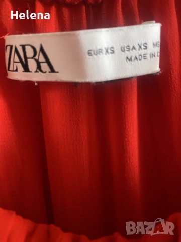 Елегантен червен плисиран гащеризон Zara, размер XS, снимка 4 - Рокли - 55987041