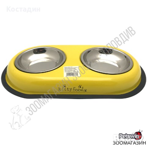 Двойна Купа и Две Купи Инокс - за Куче/Коте - 2x180ML- Жълта разцветка, снимка 3 - За кучета - 36626355