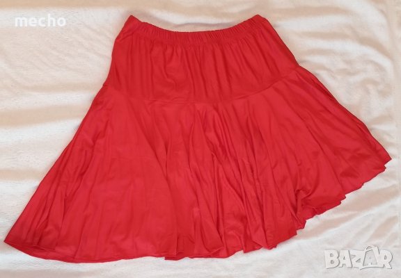 Червена елатична пола  за танци с вградени боксерки