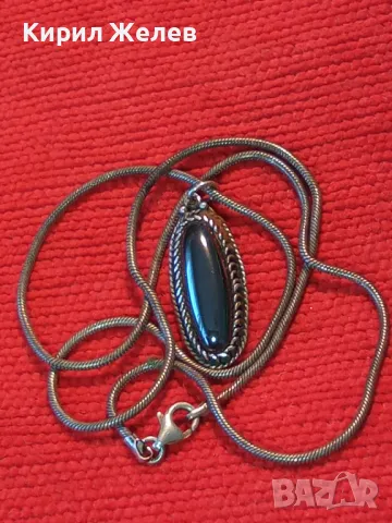 СТИЛНО ФЕШЪН АРТ СРЕБЪРНО КОЛИЕ СРЕБРО 925 с ЛЪСКАВ ПОЛИРАН КАМЪК ХЕМАТИТ 40042, снимка 9 - Колиета, медальони, синджири - 50023371