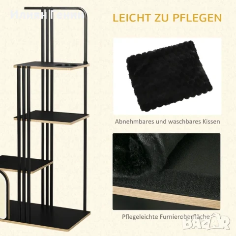 Дърво за котки PawHut, Индустриален дизайн, 3 платформи, 2 възглавници, снимка 7 - За котки - 50803981