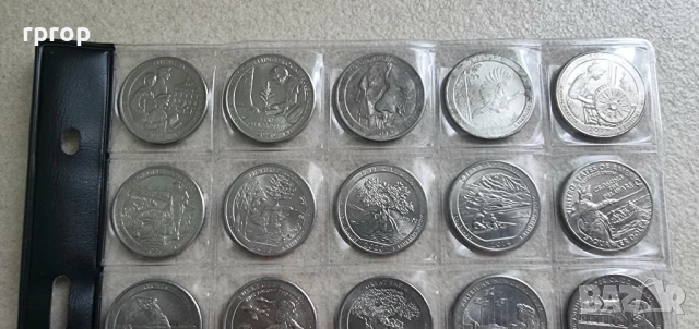 САЩ. 1/4 Американски долари . Куотъри. 45 бройки . Американски Национални паркове., снимка 3 - Нумизматика и бонистика - 46985536