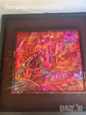 картина абстракция в червено  , снимка 4 - Картини - 51826285