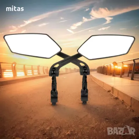 Луксозен комплект странични огледала за велосипед, 150 x 60мм, 360°, снимка 8 - Аксесоари за велосипеди - 48437480