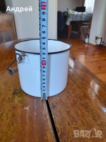 Стара емайлирана котленка #14, снимка 6 - Антикварни и старинни предмети - 51936565