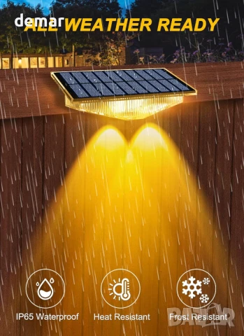 Соларни осветителни тела за огради NATPOW, 3 режима 3000K/4000K/6000K, 4 броя, снимка 4 - Соларни лампи - 50950103