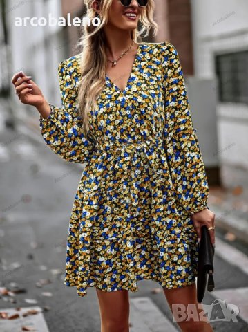 Дамска рокля с V-образно деколте, 4цвята, снимка 16 - Рокли - 39660493