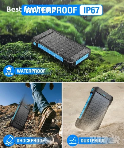 GNC M30000 Соларна външна батерия с  фенерче , три режима на работа , снимка 6 - Оригинални зарядни - 50754535