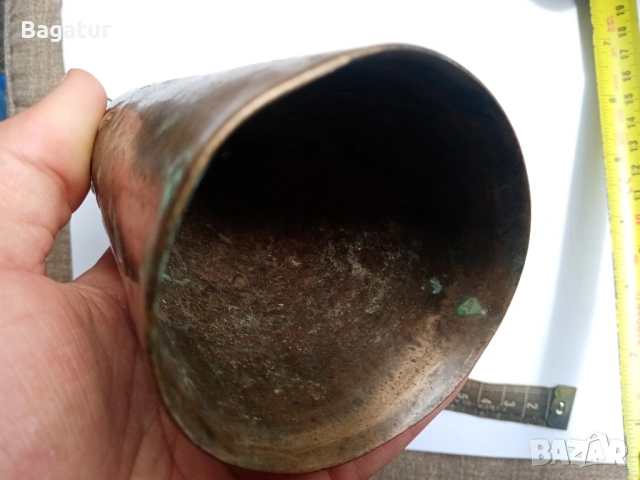 Стар бронзов чан ,голям,тюмбелек,хлопка,звънец,, снимка 3 - Антикварни и старинни предмети - 54204840