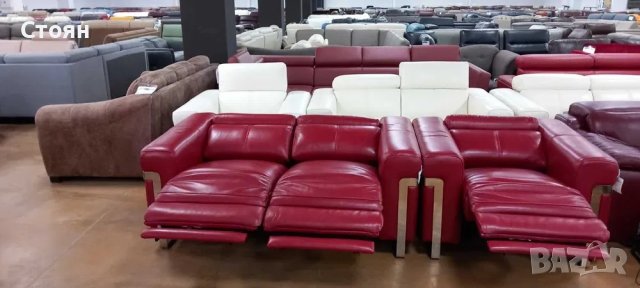 ПРОМОЦИЯ!!! Червен комплект двойка и фотьойл с електрически релакс механизъм, снимка 6 - Дивани и мека мебел - 40283151