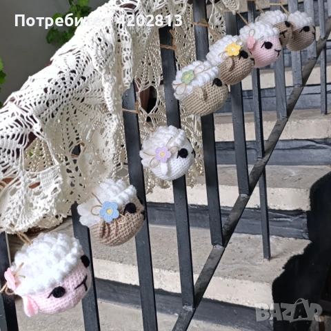Ръчна изработка . Агънца , плетени на една кука , снимка 7 - Декорация за дома - 53989466