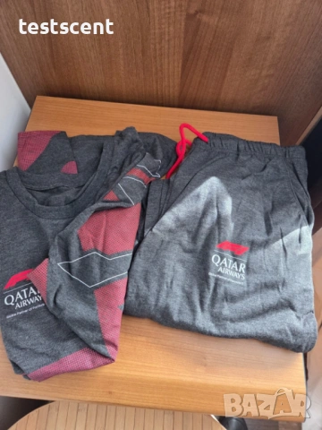 Комплект пижама Qatar Airways Бизнес Класа Formula 1 Pyjamas унисекс размер М червено и сиво 2026, снимка 6 - Пижами - 54020791