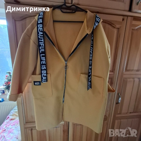 Дамско жълто палто, снимка 3 - Палта, манта - 54022437