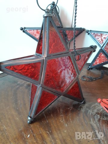 Коледни стъклени витражни фенери звезда, снимка 4 - Декорация за дома - 34150274