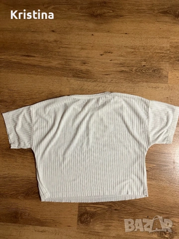 Бяла къса тениска с надпис, снимка 3 - Тениски - 53111538