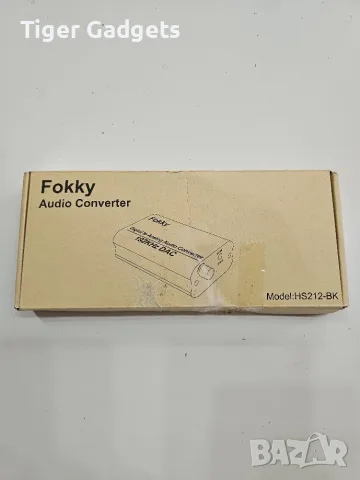 Fokky HS212-BK 192kHz/24-bit DAC Audio Converter – Optical/Coaxial към RCA и 3.5 мм