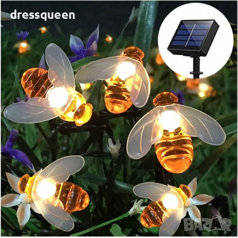 3702 Градински лампички със соларен панел и форма на пчели, снимка 6 - Други стоки за дома - 37640106