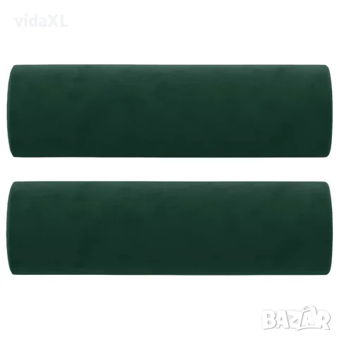 vidaXL 2-местен диван с възглавници тъмнозелен 140 см кадифе, снимка 5 - Дивани и мека мебел - 56146700