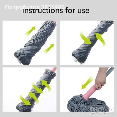 🧽 Моп с бързо и лесно изстискване – Удобство и ефективност за вашето почистване 🧽, снимка 5 - Мопове, кофи, четки и метли - 49129663