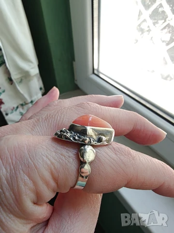 Авторска изработка масивен сребърен пръстен с карнеол, снимка 8 - Пръстени - 36523367