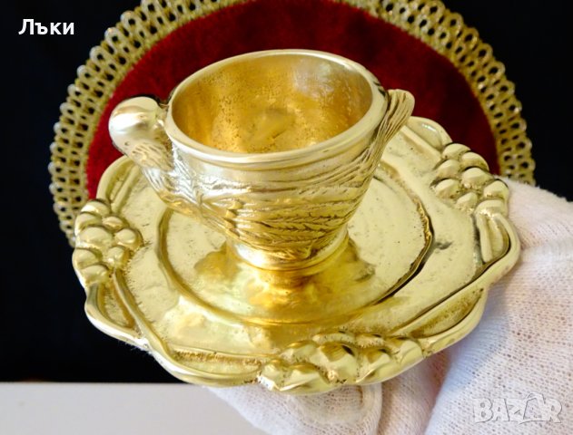 Бронзова чиния,лоза,грозде,210 гр.. , снимка 4 - Антикварни и старинни предмети - 36675200