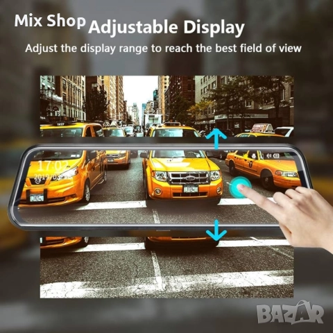 Jansite 10" Mirror Dash Cam Full Touch Screen, снимка 6 - Друга електроника - 51917938