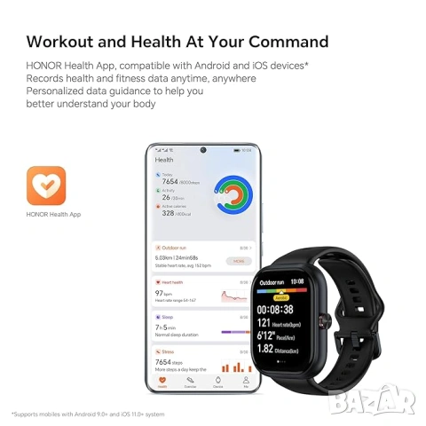 Смарт часовник, HONOR, Watch Choice, черен, снимка 8 - Друга електроника - 53929928