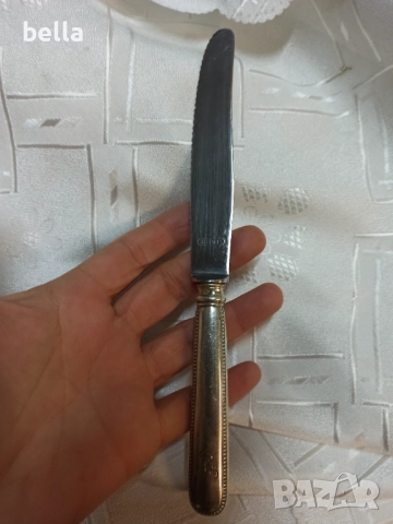 Стар сребърен нож с дължина 20,5 см маркировка за сребро ,общи тегло 58 грама , снимка 2 - Антикварни и старинни предмети - 52676279