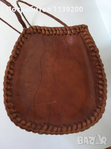 Винтидж френска чанта от 60-те естествена кожа цвят коняк, снимка 8 - Чанти - 29939273