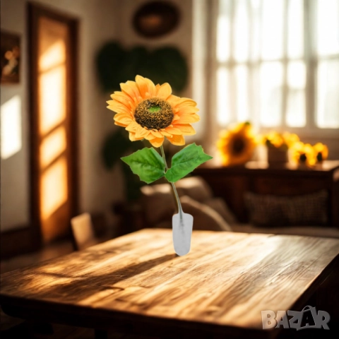 Изкуствен слънчоглед – Единичен стрък с ярка визия и естествена красота, снимка 6 - Други стоки за дома - 52137812