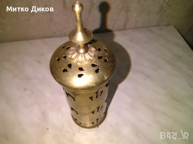 Винтидж месингов свещник бохо свещник фи 6см Н-26см, снимка 4 - Други ценни предмети - 48453191
