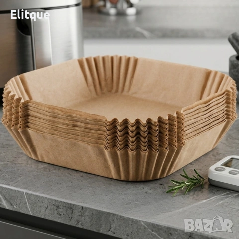 Незалепващи хартиени подложки за Air Fryer 20 x 20 x 4.5 cm – 100 бр. - топлоустойчиви до 240°C